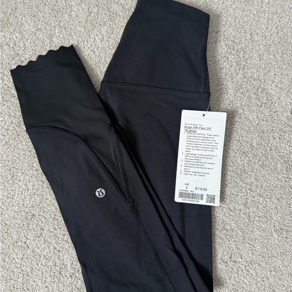 NWT Lululemon Black Align HR Leggings 25” sz 2